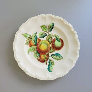 Vintage Spode Apple Dinner Plate, Red & Green Fall Fruit Embossed c1960s England